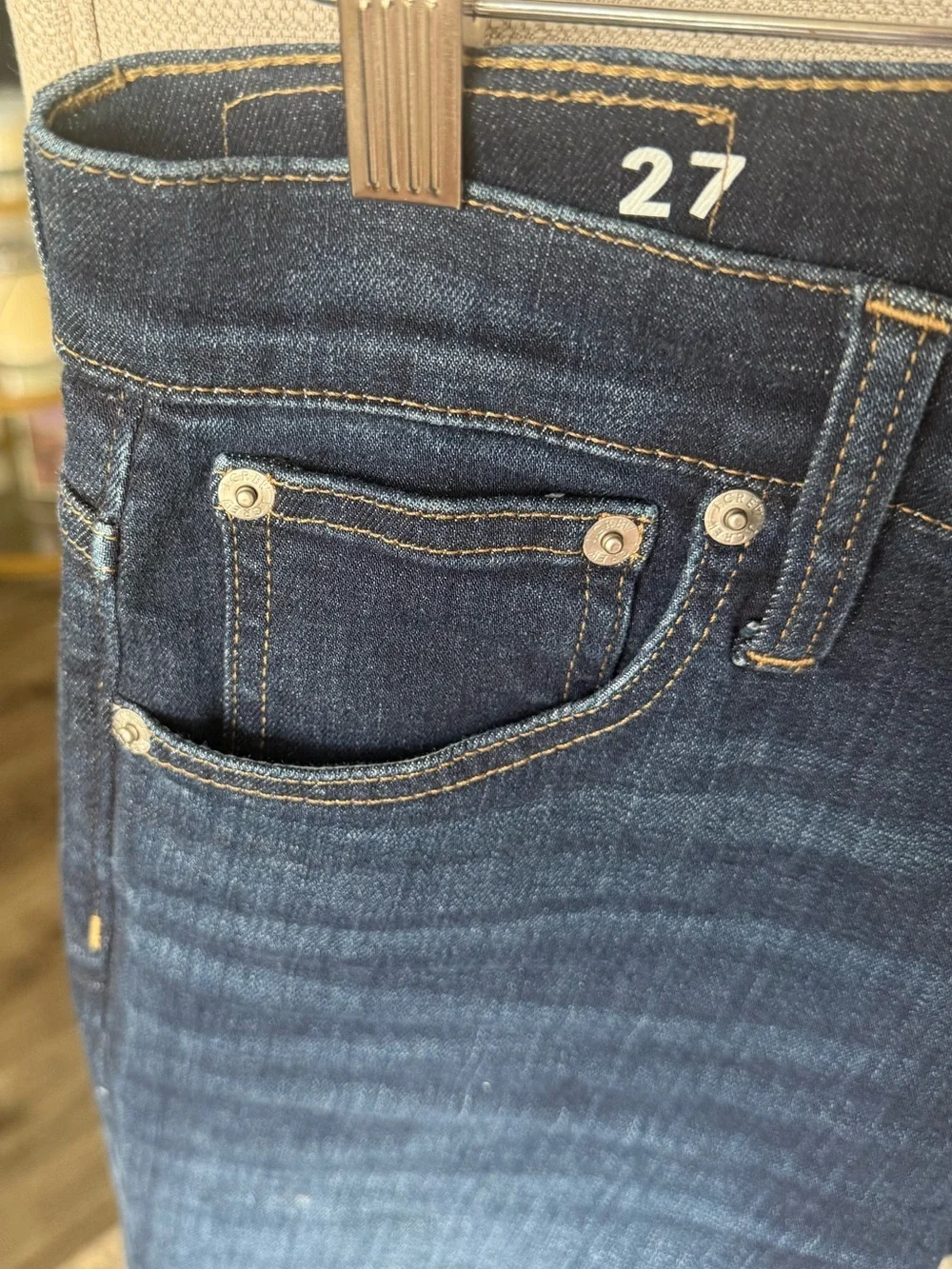 J. Crew Slim Mid Rise in Penny Basil Wash, 27